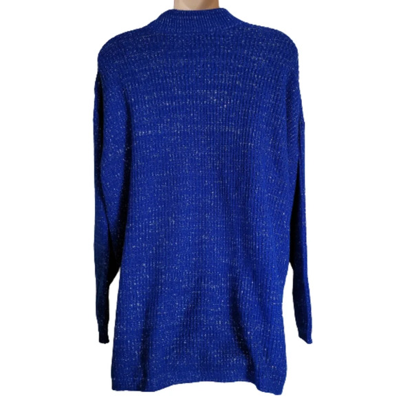 Bedford Fair Lifestyles Vintage 80's Royal Blue and Silver Tunic Sweater Size 1X - Picture 2 of 11